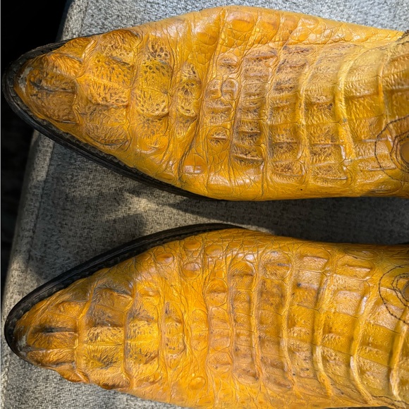 JE-VER Crocodile Alligator Cowboy Boots Gold - Picture 9 of 9